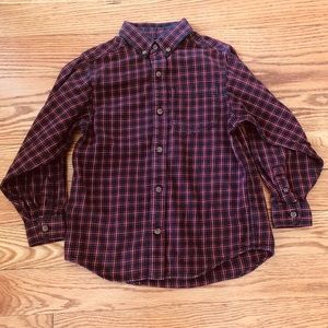 Cozy Flannel Lands’ End Boys Red Plaid Button-Down